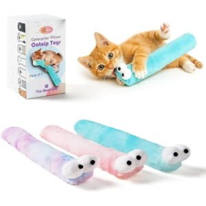 XUET Cat Toys Pillows,3 Pack, Catnip ide,Soft and Durable Kick Sticks with Crinkle Sound, Interactive Indoor Kitten Play and Exercise Toy 12.5 Inches