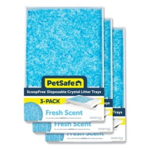 PetSafe ScoopFree Crystal Disposable Cat Litter Trays, Fresh Scent, Silica Crystals, 3-Pack, Blue