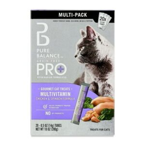 Pure Balance Pro+ Grain Free Multivitamin Gourmet Wet Cat Treats, Chicken & Spinach Formula, 0.5 oz Pouches, 20 Count