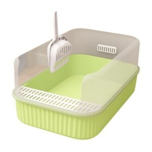 Bvdfgk Cat Litter Tray Cat Litter Box Pet Accessories Semi Closed with Cat Litter Spade Green