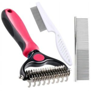 LNJBABAO Set of 3 Cat Brush Undercoat Rake for Dogs Grooming Supplies for Matted-Haired Pets