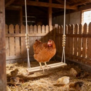 Large Bird Swing – 110x40cm Wooden Suspension Ladder with Beads, Interactive Toy for Medium/Large Parrots & Pet Chickens in Coops