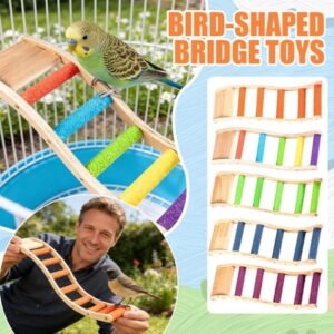 Wooden Bird Ladder, Pet Parrot Climbing Toy, Beak and Claw Grinder, Cage Accessory for Cockatiel Budgie Lovebird, 12cm Size