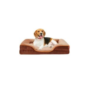 GIANNA 35″ L x 25″ W x 6.5″ Th Dog Bed for Large Size Dogs, Non-Slip Base Pet Sofa with Washable Removable Cover, Brown