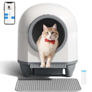 Homall Self-Cleaning Cat Litter Box with App Control, Safety Protection, WiFi, Automatic, Waste Bags, Gray