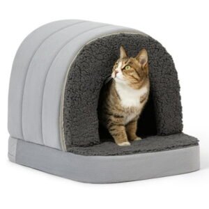 Pelzin Orthopedic Dog Bed House – Dog House Indoor with Egg-Crate Foam – Tent Bed with Waterproof Lining & Nonskid Bottom, Ideal for Small Breeds & Fits 24-Inch Crate – 23″x16″, Charcoal