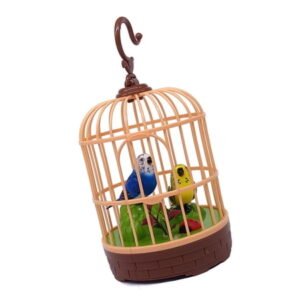Sound Activated Chirping Bird In Cage Toy For Children and Home Decors Relaxation Birdcage Toy With Realistic Designs