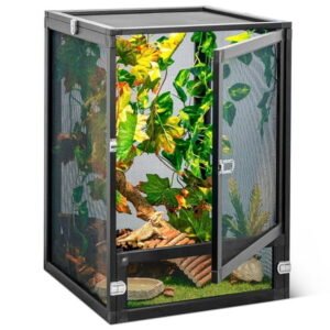 13 Gallon Quick-Assembly & Foldable Reptile Terrarium Kit，360° View & Ventilation for Snake Tanks, Lizard Cages, Chameleon Enclosures, Crested Gecko Tanks & Butterfly Cages