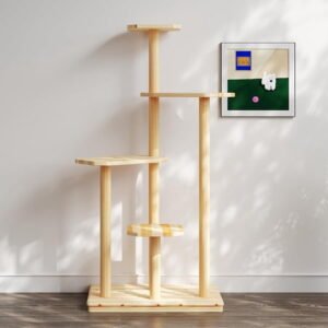 LAZZO 4-Tier Wooden Cat Tree, All-Weather Multi-Level Cat Tower, Climbing & Scratching Furniture for Indoor & Outdoor Use