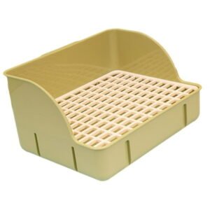 Menolana Rabbit Corner Litter Pan 29x22x15.5cm Potty Trainer Corner Toilet Box for Guinea Pigs Chinchillas Cage Accessories green pp mesh