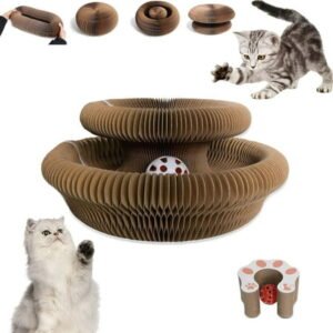 Kitty Curls Cat Toy Kurlz, Interactive Scratch Pad, Foldable Accordion,Recyclable Scratcher with Ball