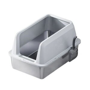 Extra Large Stainless Steel Litter Box for Big Cats Litter Pan with High Sides | Anti-Urine Leakage, Non-Stick & Odor Resistant | Easy Cleaning Pet Toilet Supplies with Scoop Included