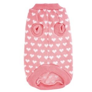Stylish Pet Sweater With Adorable Heart Design Cozy Knitted Dog Cat Clothing Comfortable Animal Apparel