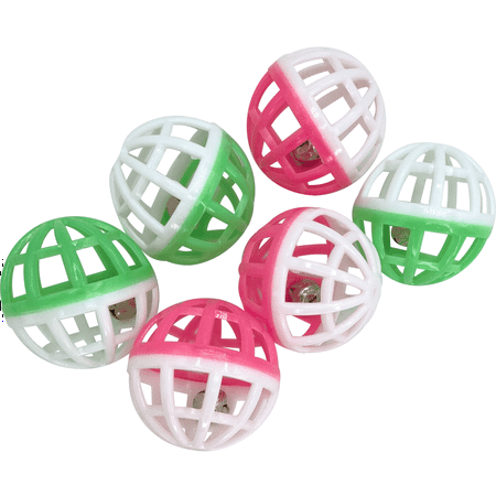 Impeckable Bird Toys 2012 Pk6 Rattle Balls Set of 6 Colorful Foot Toys with Internal Bells for Parrots, Cockatiels, and Parakeets Handcrafted in Florida for small to smaller medium birds.