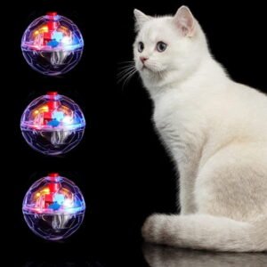 Frusde 3 Pcs Light Up Cat Balls, Led Motion Activated Cat Ball Cat Interactive Toys Exercise Ball for Kitten Dog Pet Animals Activity