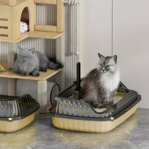 Low Entry Litter Box For Senior Cats,Low Litter Box For Senior Cats,Semi Enclosed High Bar Cats Litter Box With Splashs Proof Designs For Cats And Cats Shovel Suitable For Home Cats