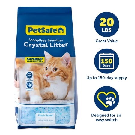 PetSafe ScoopFree Premium Crystal Litter, Fresh Scent, 20-lb Bag, Blue