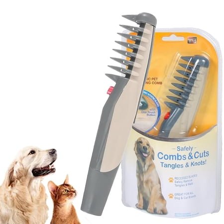HPZZ E-Comb, 2025 New e Comb for Dogs Cats, 2 In 1 Electric Pet Grooming Tool with Razor Hair Trimmer for All Breeds, Dematting Fur Rake Brush for Dogs & Cats )
