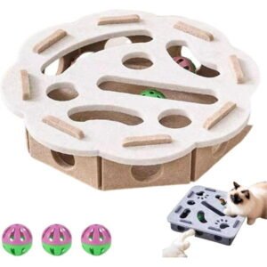 2026 Cat Scratch Puzzle Box, Interactive Nail File Enrichment Maze, Mental Stimulation Toy for Cats and Kittens (White)
