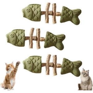 Purrident – Fix Your Cat’s Dental Health, Natural Fishbone Catnip & Silvervine Chew Toy, Interactive Kitten Chew Playthings, Pets Cat Chew Stick Toys, for Cats Teeth Cleaning (3pcs)