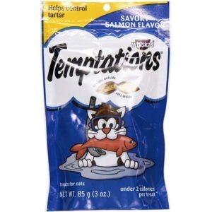 Whiskas Temptations Savory Salmon Cat Treats – Salmon Flavor – 3 oz Pouch