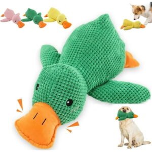 Calming Duck Toy, New 2025 Cute Yellow Duck Dog Calming Pillow with Soft Squeaker, Calm Ducks Chew Doll for Dogs Indoor Puppy