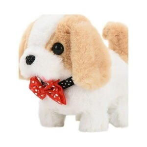 Yellow Yellow Walking Barking Nodding Labrador Plush Toy Dog Simulation Realistic Interactive Pet Companion Kids Educational Canine Figure Battery Operated 14In Height Polyester Bow Accent