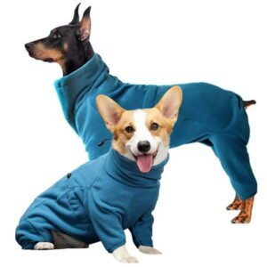 Dog Winter Coat Soft Fleece Pullover Pajamas, Pet Windproof Warm Cold Weather Jacket Vest Cozy Onesie Jumpsuit Apparel Outfit Clothes for Small, Medium, Large Dogs Walking Hiking Travel Sleep