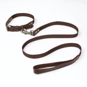 Homebia Designs Heavy Duty Dog Collar and Leash Set-Adjustable Leather Dog Collar with Strong Metal Buckle&Durable Lead-Training&Walking Set for Large Dogs,German Shepherd,Great Dane,St. Bernard