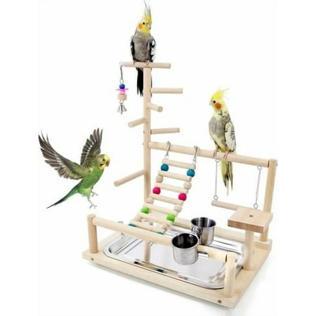 ShadeMart Bird Playstand with Toys, Cockatiel Playground Perch & Gym for Parakeets, Conures, Finches – Includes Ladder, Platform, Easy Assembly