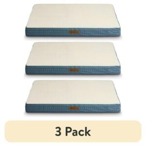 (3 pack) Vibrant Life Orthopedic Foam Dog Bed for Large Breeds, Extra Large, Blue 41″ x 31″