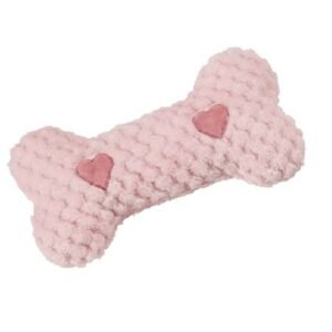 Warming Hug Dog Soft Plush Bone Toy Soothing Lavender Scented with Heat Pouch (9 inch – Pink)