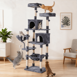 CONCETTA 71 Inch Large Cat Tree Tower for Indoor Cats, Multi-Level Cat Climbing Tower with Condo, Sisal Scratching Posts, Hammock, Durable Pet House for Multiple Cats Play, Stable Design