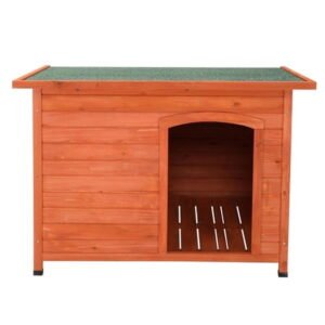 Imerelez Waterproof Wood Dog House Pet Shelter Natural Wood Color L