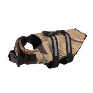 Harliver Dog Life Jacket Adjustable Dog Lifevest， Swimsuit Safety Vest Apparel Lifesaver Coat for Small Large Cats Puppy Kitty with Handle Reflective for Swimming and Boating Blue Bone, Camouflage