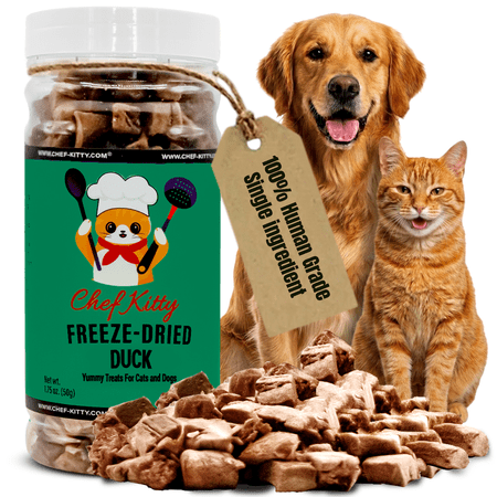Chef Kitty Freeze Dried Cat and Dog Treats All Natural Human Grade Duck – 1.5 oz