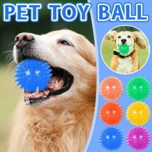 Toy Ball with High Elastic Squeaking Sounds, Pointed Spike Design for Water Floating and Teeth Cleaning, Small Size 2.56 Inches, Great for Holiday Play-Red