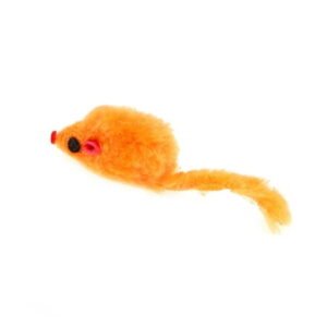 Unique Bargains 1 Pc Portable Mouse Shape Cat Teaser Toys for Outdoor Orange Plush