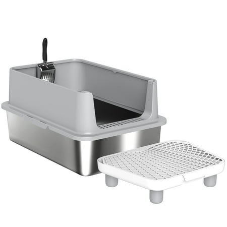 Dranite XL Stainless Litter Box, Scoop, Pad, Anti-Leak, Easy Clean, Non-Stick
