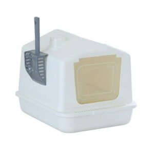Fzaqwen Enclosed Cat Litter Tray High Capacity Portable Pet Accessories for All Kinds of White