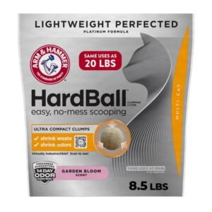 ARM & HAMMER Hardball Clumping Cat Litter, Lightweight Platinum, Multi-Cat, Garden Bloom, 8.5 lb
