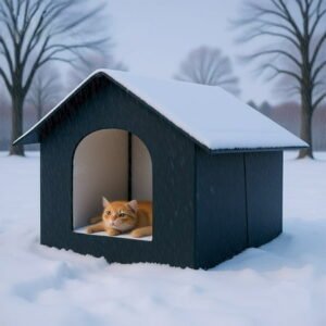 Fzsteel Insulated Dog House Waterproof Oxford Fabric Built-In Aluminum Foil Warm Bed For Small Medium Large Dogs Cats Multiple Sizes 6-13Lbs All-Season Use