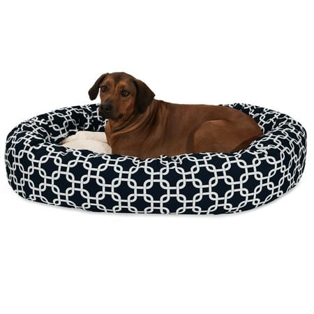 Majestic Pet Sherpa Links Bagel Pet Bed for Dogs, Calming Dog Bed Washable, Extra Large, Black