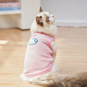 Deeceymbur Breathable Dog Shirts – Sleeveless Summer Apparel for Puppies & Small Dogs, Leash Ring & Tank Top Design with Cat Clothes