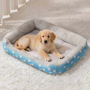 Orthopedic Dog Bed for Medium Dogs, Soft Machine Washable Pet Sofa & Crate Pad, Supportive Cozy Mat for Cats and Dogs, All Season Indoor Use, Blue