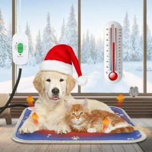 Pet Heating Pad, 17.7″x17.7″ Electric Pet Heating Pad Bed for Cat Dog Indoor Waterproof Adjustable Temperature Heater, with Anti- Steel Cord