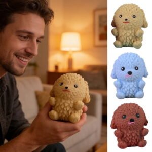 Linnome Soft Fluff Doh Filled Stress Ball for Sensory Play, Super Soft Poodle Dog Toy 3 Pack
