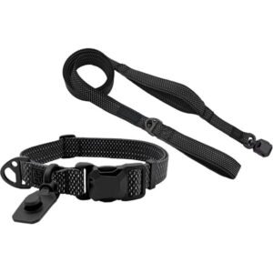 HOOZA Quick Clip Dog Collar & Flat Leash Set, Black Small – Magnetic Buckle, Reflective