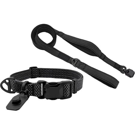 HOOZA Quick Clip Dog Collar & Flat Leash Set, Black Small – Magnetic Buckle, Reflective