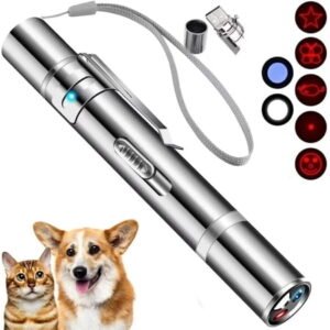 Interactive Laser Pointer Toy for Cats Dogs, USB Charging 4 Patterns Red Dot Laser, Indoor Pet Exercise & Training Toy